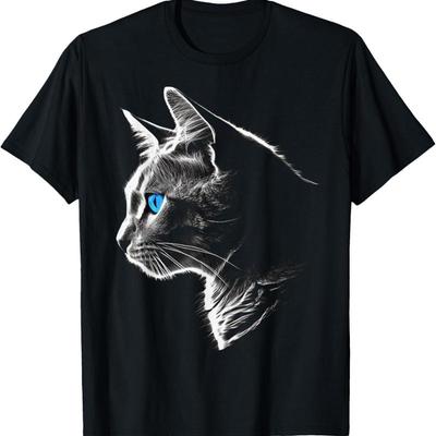 Cat Blue Eyes Pet Animal Art T Shirt