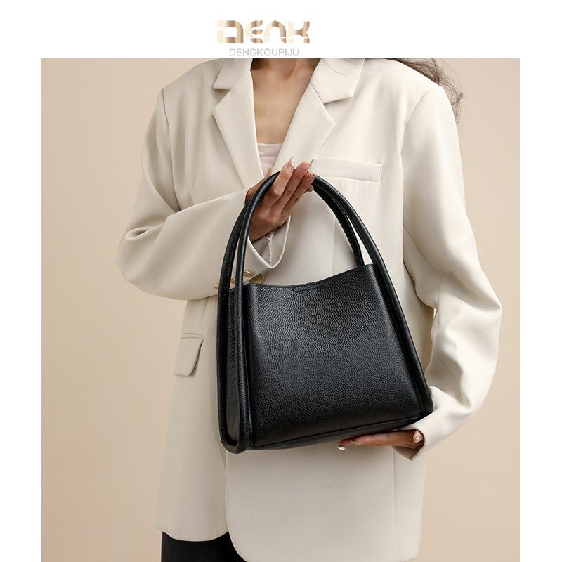 Genuine Leather Women's Bag Fashionable Large-capacity Bucket Bag Vegetable Basket Single-shoulder Crossbody Bag