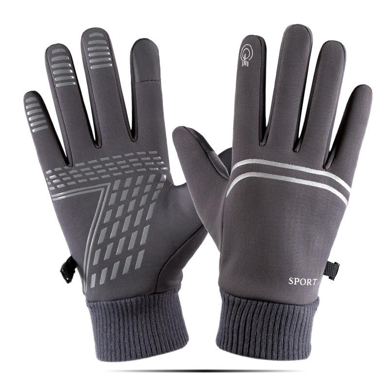 

Cycling Gloves All Fingered Outdoor Sports Mountaineering Cycling Gloves Waterproof Windproof Non Slip Plus Velvet Touch Screen Gloves average size