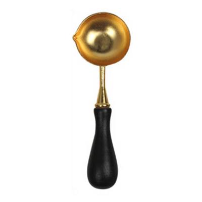 Wax Seal Melting Spoon Wooden Handle Copper Silver Spoon Making Wax Seal Tool