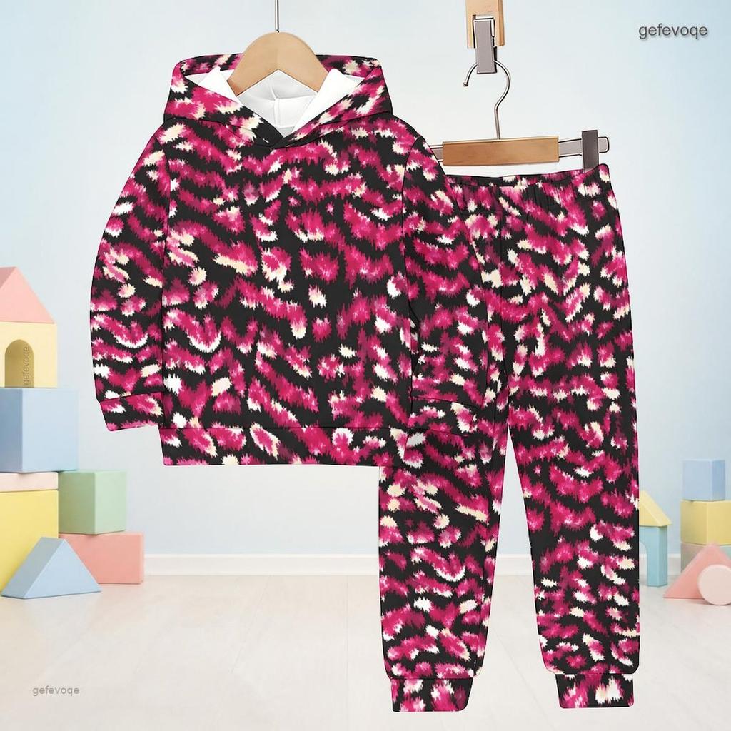 Kids Tie Dye Printed Hooded Long Sleeve Sweatshirt And Cuffed Pants Two Piece Set