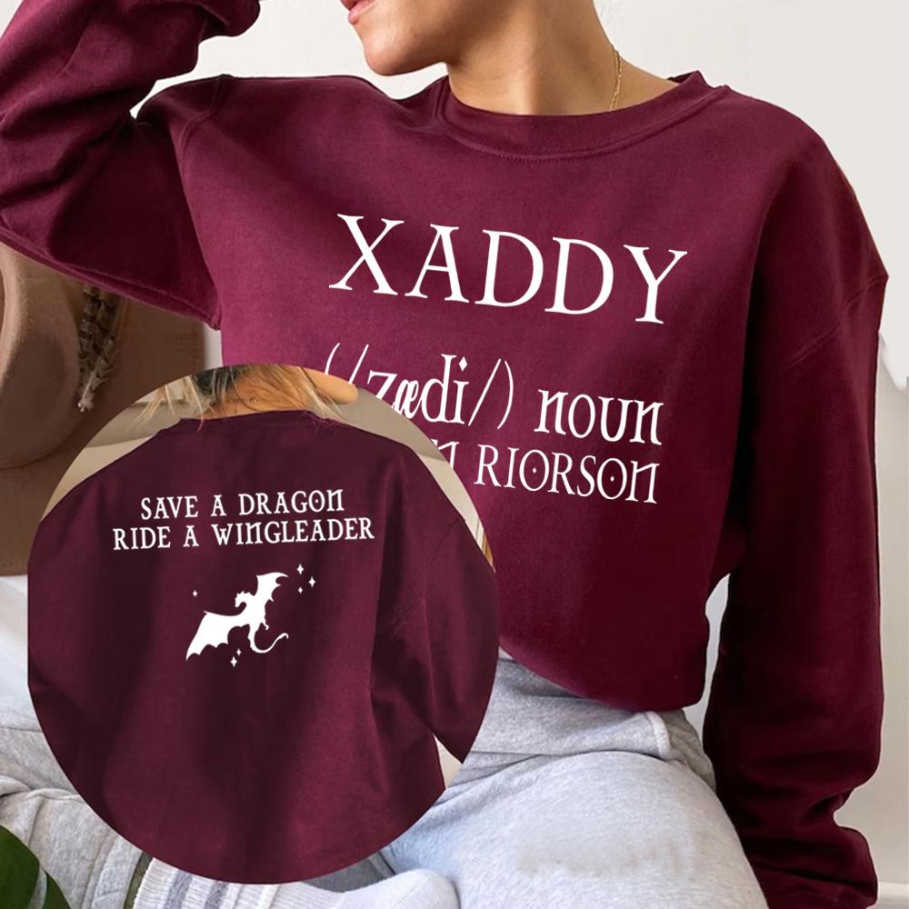 Xaden Fourth Wing Iron Flame Sweatshirt Xaddy Save A Dragon Ride A Wingleader Unisex Sweatshirts Long Sleeve Graphic Hoodies Top