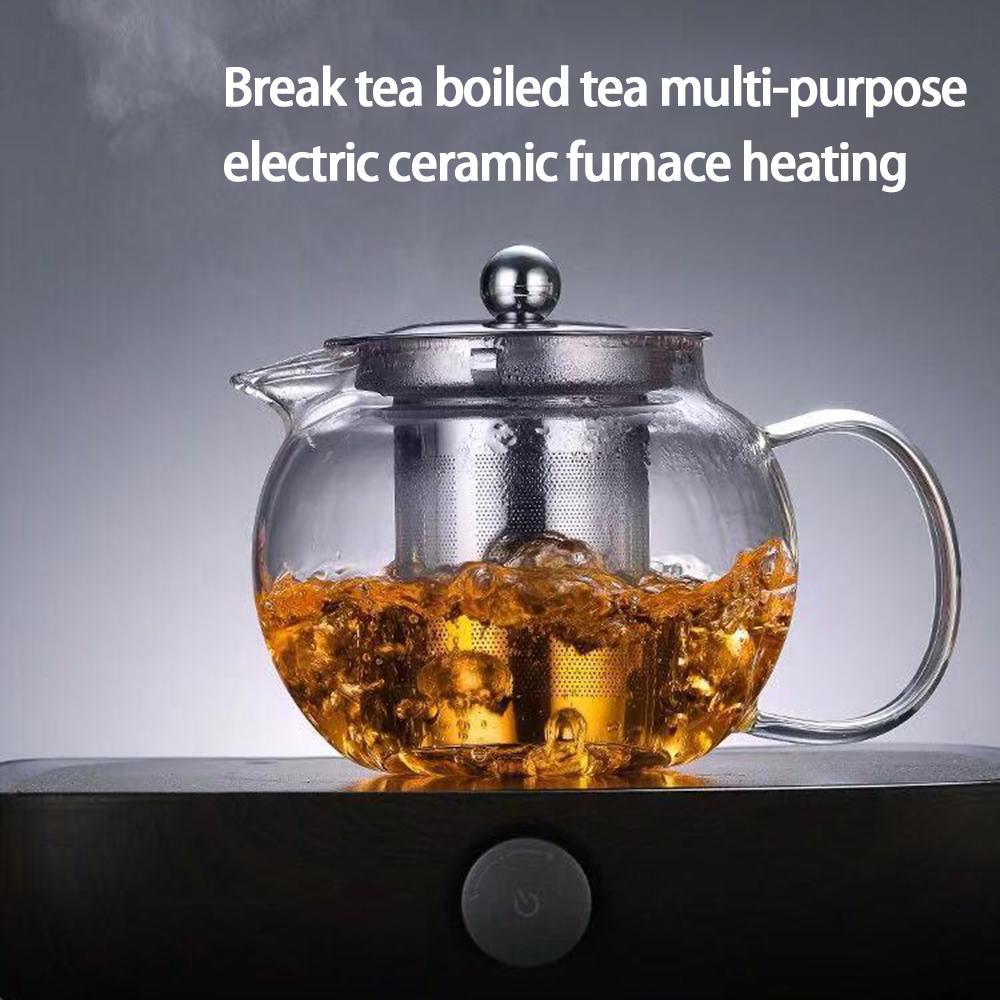 Glass Tea Pot Kettle 650ML/950ML/1300ML Teapot with Stainless Steel Strainer Infuser Filter Tea Cup Set Kitchen Accessories