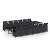Maison Exclusive - Ensemble à manger de jardin coussins 13 pcs Résine tressée Noir