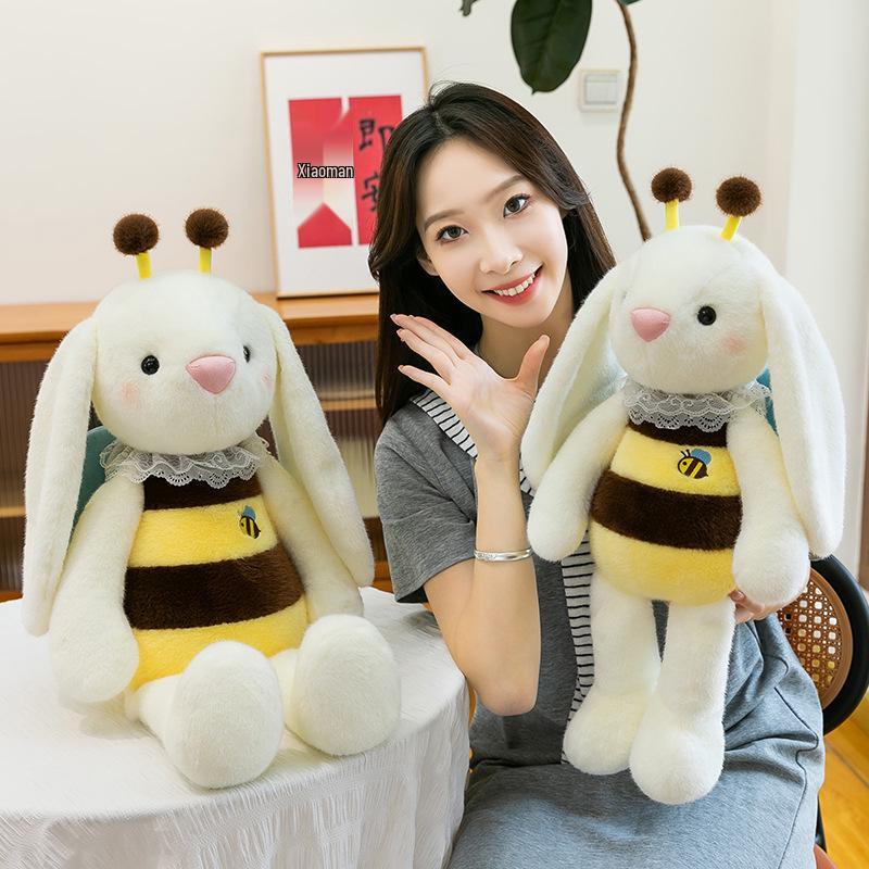 Kreatives Bienen-Kaninchen Plüschtier - Kleines Kaninchen Kuschelkissen Puppe für Kindergeburtstagsgeschenk