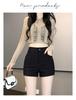 2025 Women's Black High-Waisted Slimming Sexy Shorts for Summer
