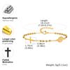 Muslim Stainless Steel Bracelets Cross Beaded Three-color Round Bead Our Lady Bracelet for Women Girls Islam Jewelry Gifts