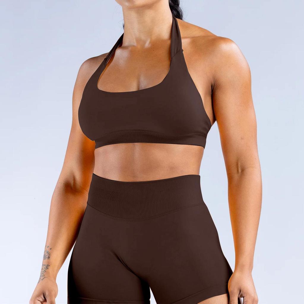 Macaron Color Women's Quick-Dry Low-Waist Yoga Pants & One-Shoulder Sports Bra with Pads