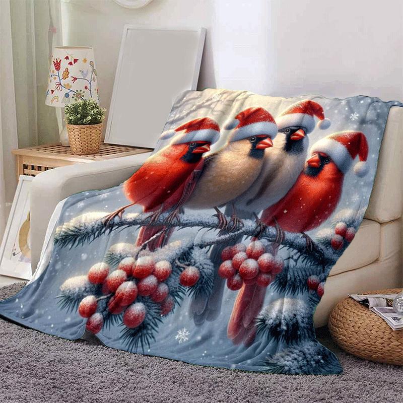 1pc Merry Christmas Printing Lightweight Flannel Blanket, Comfortable and Warm Blanket, for Camping Sofa Bed and Couch Office, Suitable for G