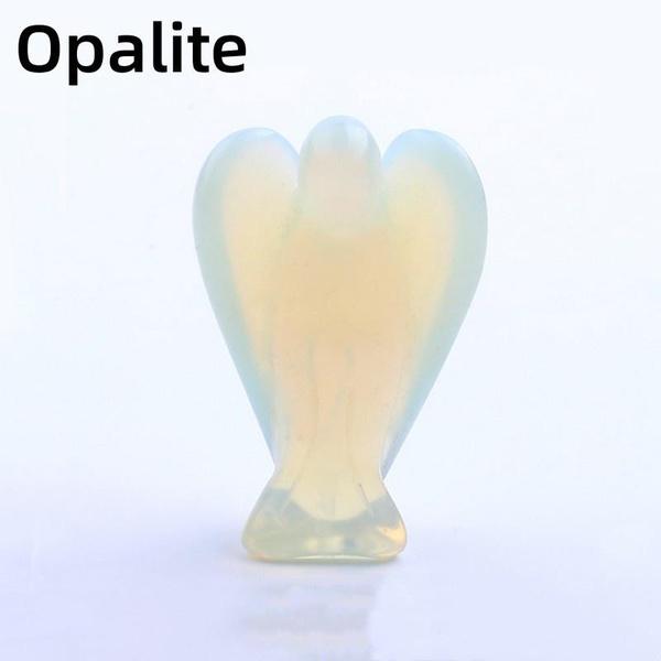 Statue d'ange de 1,5 pouce en pierre sculptée en cristal de jade naturel, statue de guérison Reiki, décoration de la maison, pièces de sculpture d'ange en cristal, cadeaux artisanaux