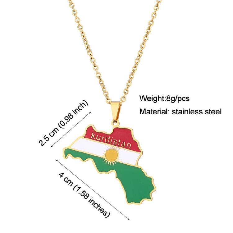 Kartenanhänger Kette Kurdische Flagge Kartenanhänger Kurdistan Schlüsselbein Kette Schmuck Geschenk