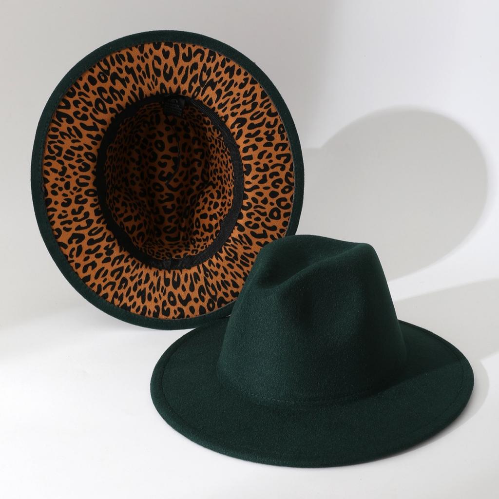 Hot-selling new fashion soft felt hats for men and women, reversible leopard print jazz hats, spring and autumn ethnic hats, fedora hats