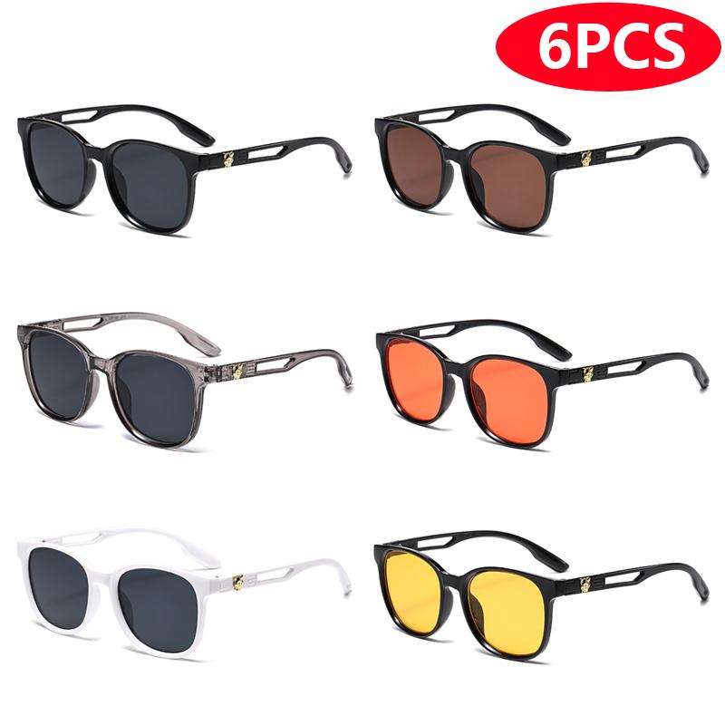 6pcs Cat Eye Oval Sunshade Sunglasses Women Sets Shades Luxury Minimalist Leopard Pattern Design Retro Eyeglasses UV400