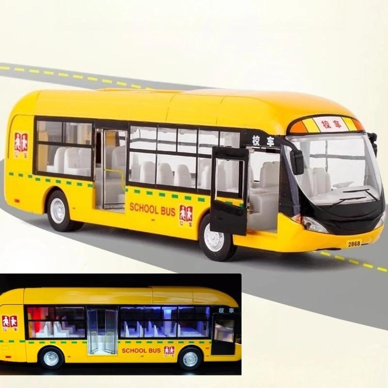 1:32 Schoolbus Auto Model Diecast Metaal Speelgoed Voertuigen Stadsbus Simulatie Deuren Openbaar Geluid Licht Verzameling Kinder Speelgoed Cadeaus
