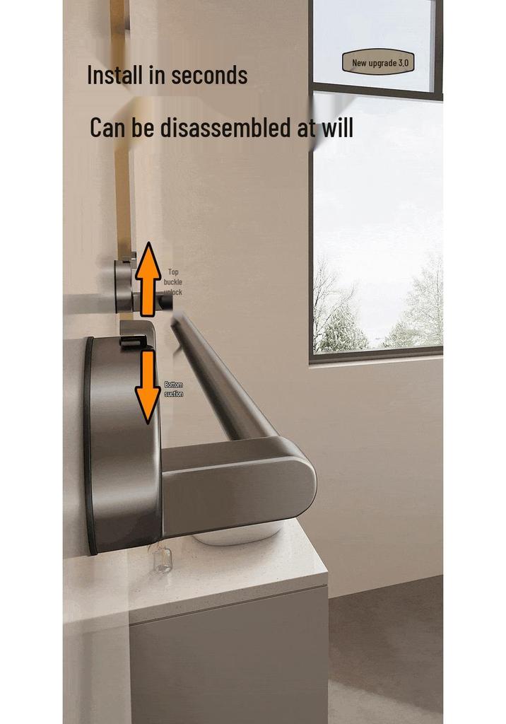 Suction Cup No-Drill Towel Rack - Wall-Mounted Bathroom Organizer with Single/Double Bar