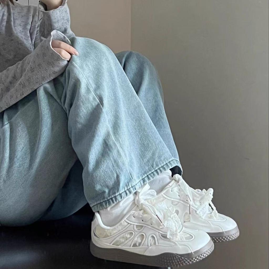 Lace Mesh Breathable Sweet Flat-bottomed German Training Shoes Women's 2025 Summer New Versatile Niche Student Casual Board Shoes