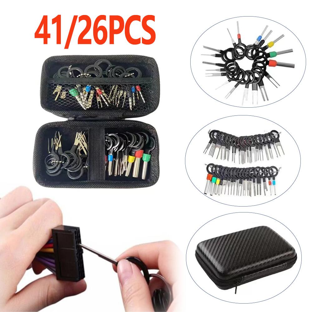 

41/26pcs Car Terminal Removal Kit Box Wire Plug Connector Extractor Puller Release Pin Extractor Set For Automotive Repair 26PCS with box