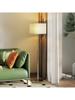 Floor Lamp Dimmable with Linen Shade E27 Height-adjustable Beige