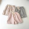 Spring & Summer Unisex Striped Linen-Cotton Kids Shorts – Cute, Casual, and Breathable Korean Style.
