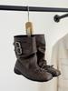 Retro Bow Short Boots for Women's Autumn and Winter New Ballet Style Retro Old Short Tube Pleated Black Boots for Women
