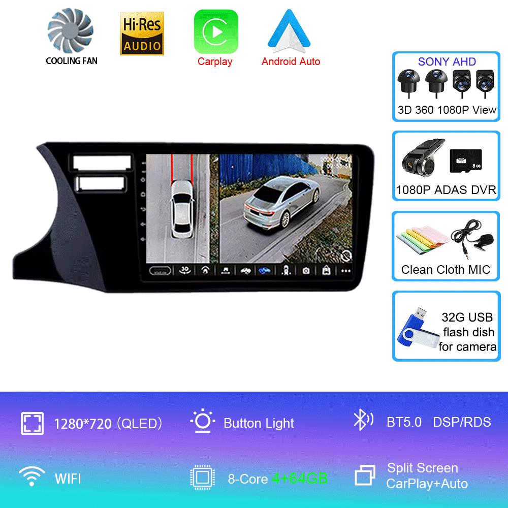 Android14 Car Radio For Honda City 2014 2015 2016 2017 Multimedia Video Player Navigation Stereo GPS Carplay Android Auto 4G DSP
