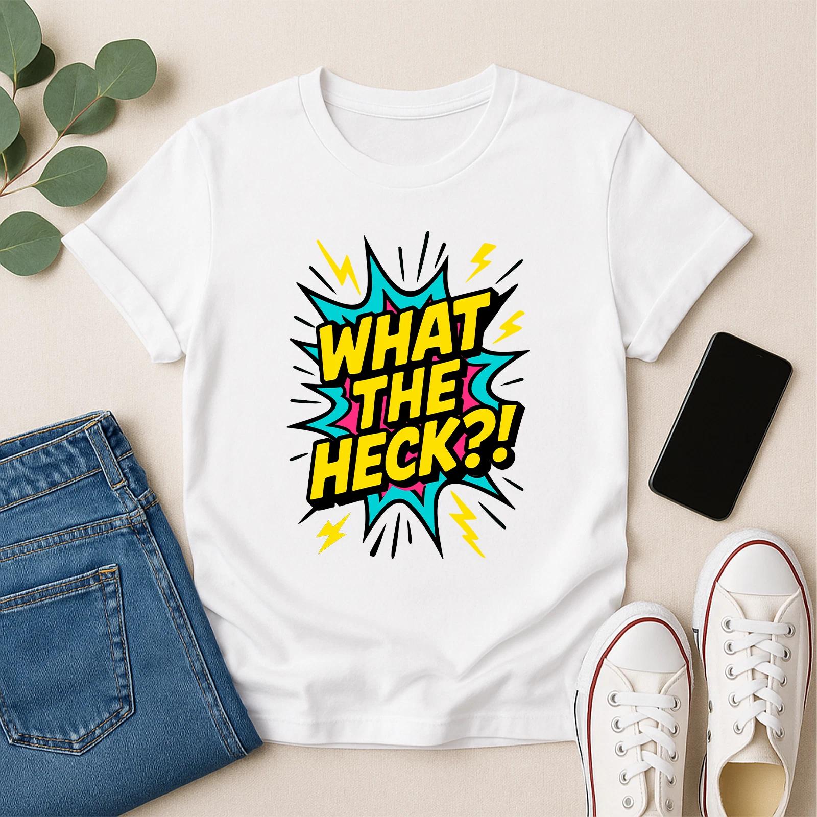 What The Heck Shirt Funny Meme Tee Retro Comic Pop Art Lightning Burst Graphic T 4XL