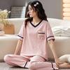 Pure Cotton Pajamas for Women, Summer Short Sleeved Long Pants Two-piece Set, Loose and Can Be Worn Externally for Women In Home Clothing