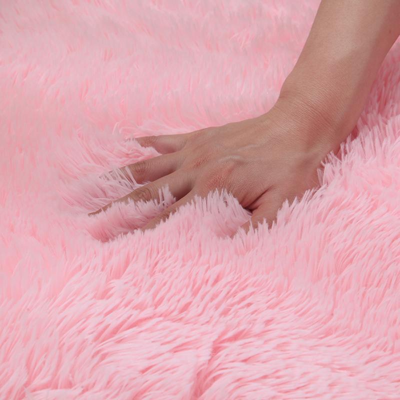 Pink Bedroom Carpet for Children's  Room Cute Girls Floor Soft Mat Living Room Decoration White Fluffy Large Kids Bedside Rugs