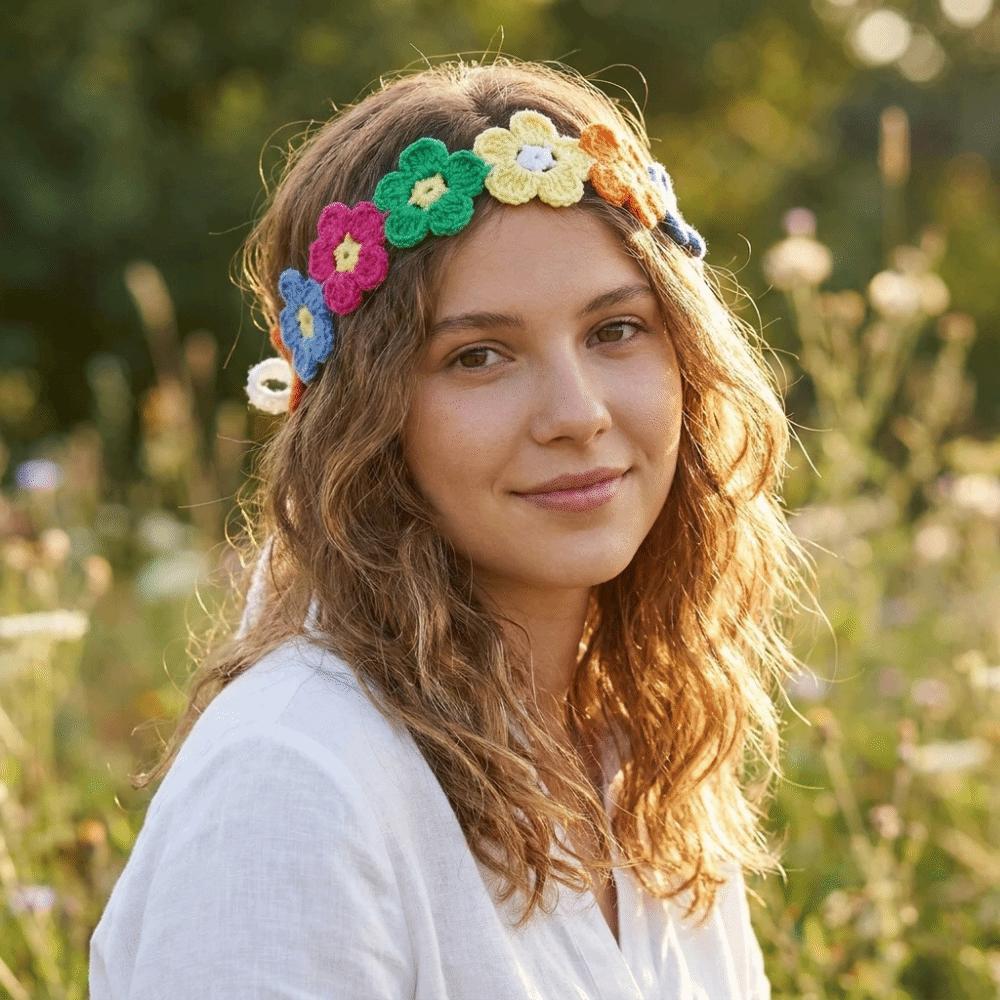 Countryside Style Crochet Hair Bands French Hair Scarf Fashion Flower Hair Bands  Girl