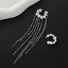 Ingemark 2Pcs Boho Round Imitation Pearl Earrings Women Elegant Exquisite Silver Color Tassel No Piercing Ear Clip New Jewelry