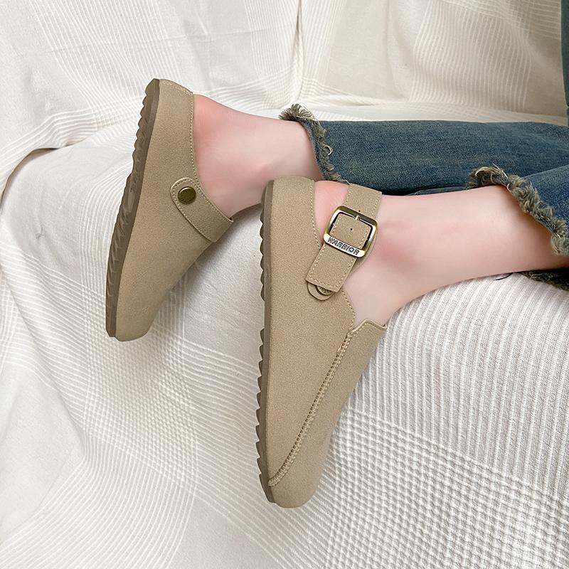 CRLAYDK Vintage Women's Comfort Mules Adjustable Buckle Slip On Slippers Closed Toe Casual Walking Open Back Shoes for Lady