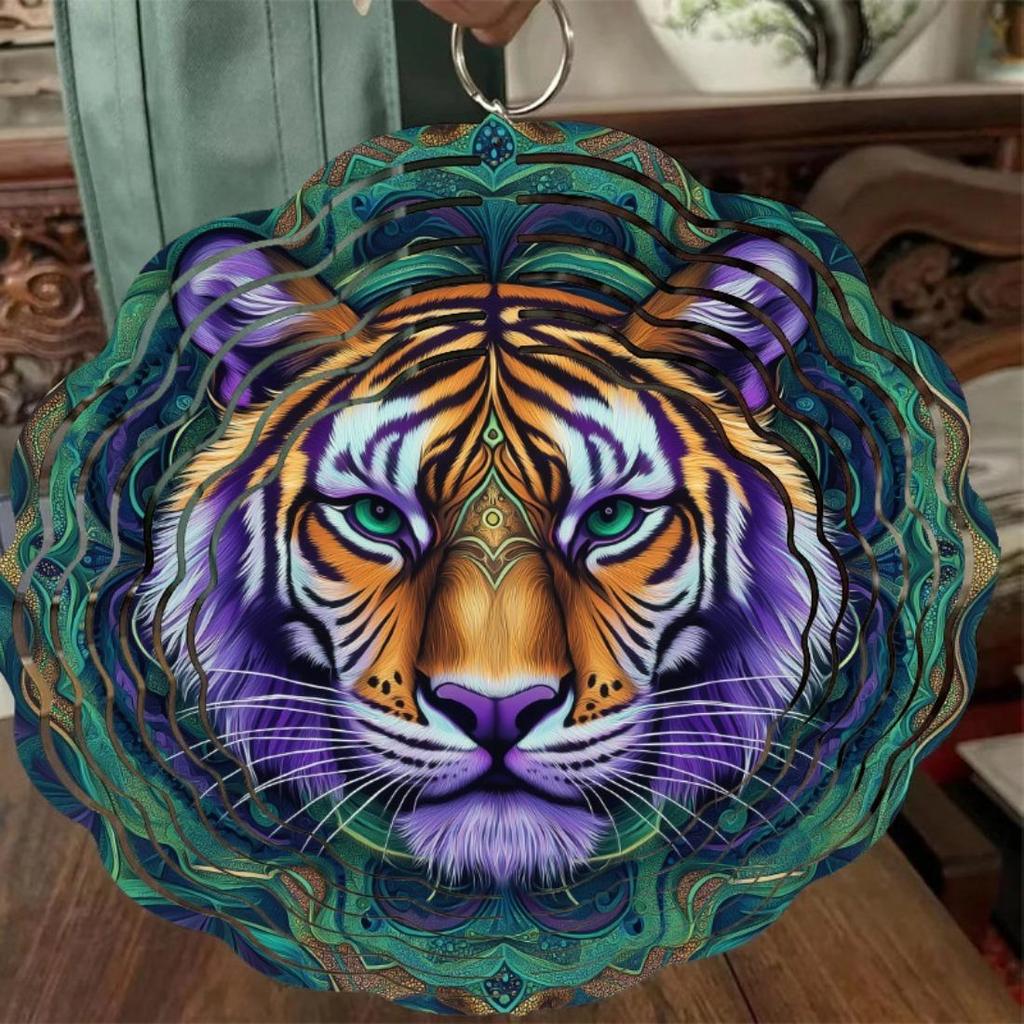 10-Inch Wind Chime with Vivid Animal and 2D Mandala Design, No External Power Needed - Colorful Outdoor Garden Decor