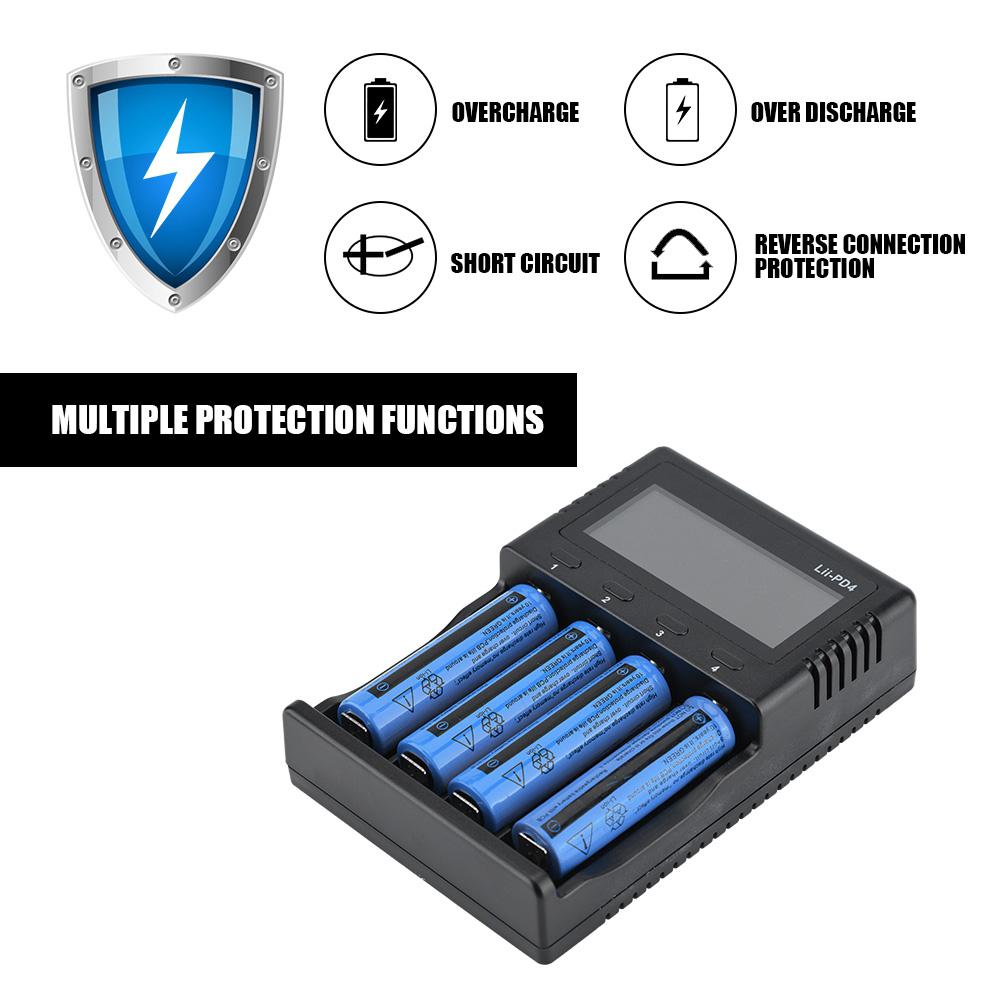 Liitokala Lii pD4 LCD Battery Charger 4 Slot Smart Battery Back