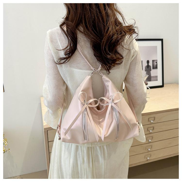 Korean Style Bowknot Faux Leather Tote Bag Versatile Women's Shoulder Handbag CLE