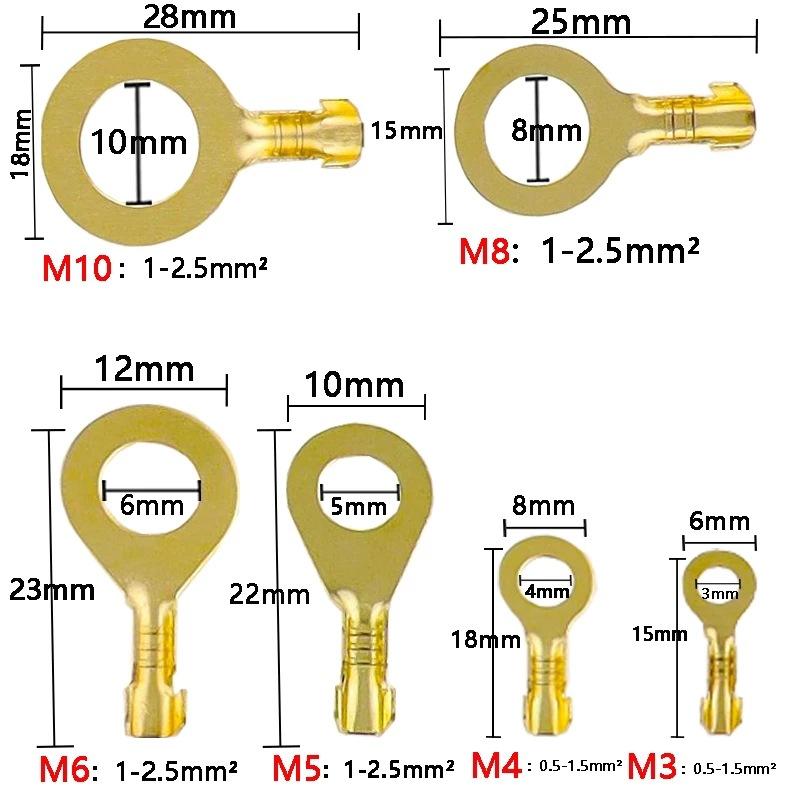 150PCS M3-M10 Ring Terminals Set-O-Type Crimp Connectors for Electrical Wiring Copper CableLugs WireFerrulesElectricalTerminals
