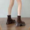 Short boots, cigarette tube, winter black ancient thick-soled Martin boots, women's new thin models, small people