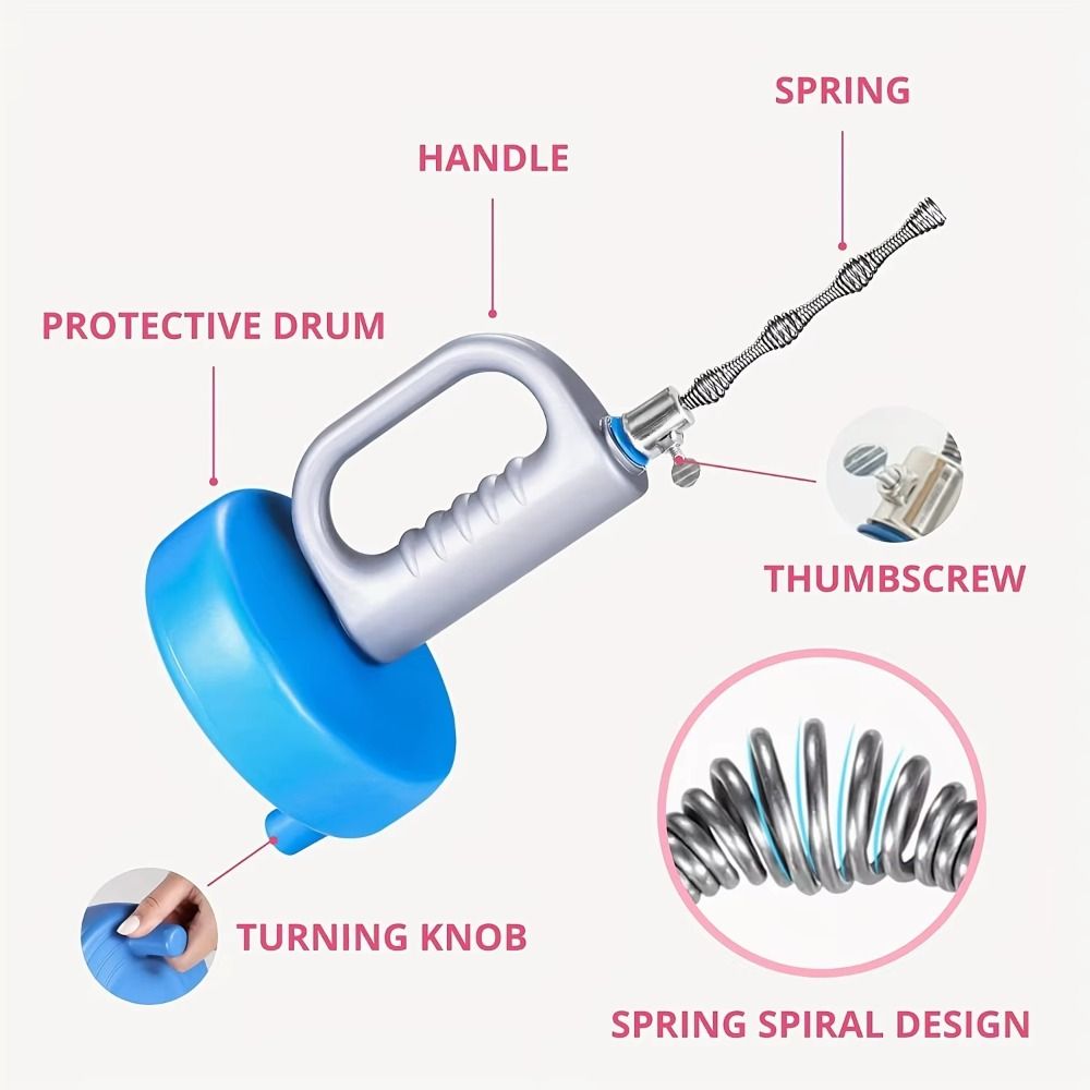 Extendable Sewer Pipe Plunger Dredge Handheld Clogged Remover Dredging Tool Drain Unblocker  Hair