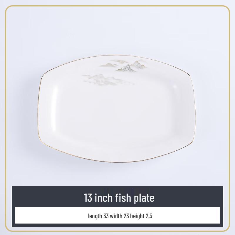 Ru Han Bone China Chaoyang Fish Plate