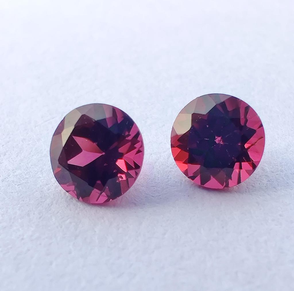 2 Pieces Set Round Cut 4 Mm, Natural Deep Pink Color Rubellite Gemstone, 0.75 Cent Rubellite Round Stone For Making Ring.