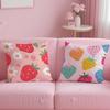Cute Strawberry Cushion Cover Soft Short Plush Double-Sided Printing Home Decor Machine Washable Pillow Case Gift