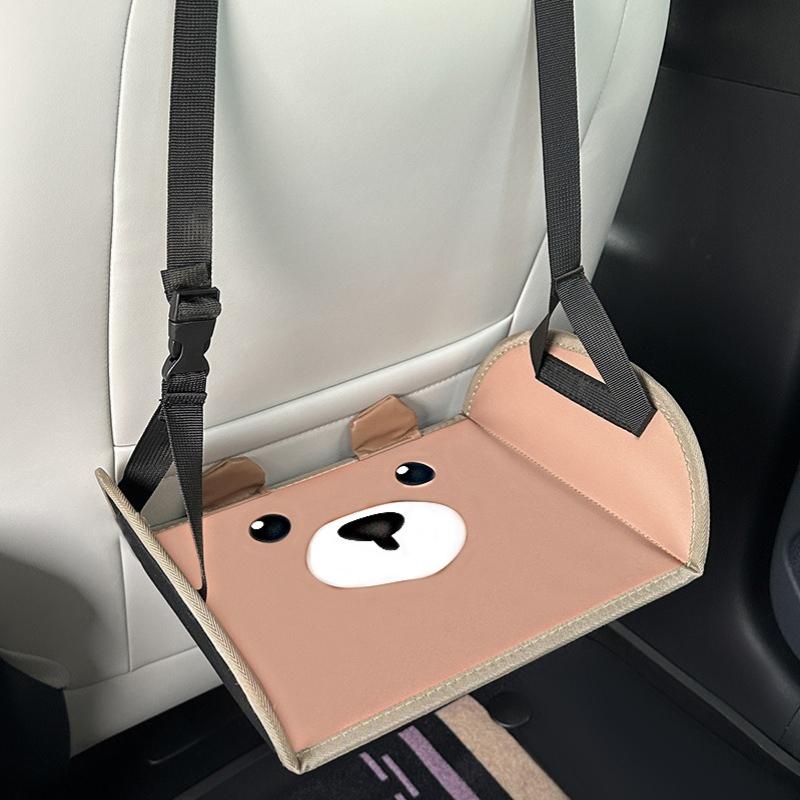 1pc Portable Brown Bear Car Seat Footrest, Adjustable Strap | Adorable Cartoon Style Footstool for Travel and Office Comfort