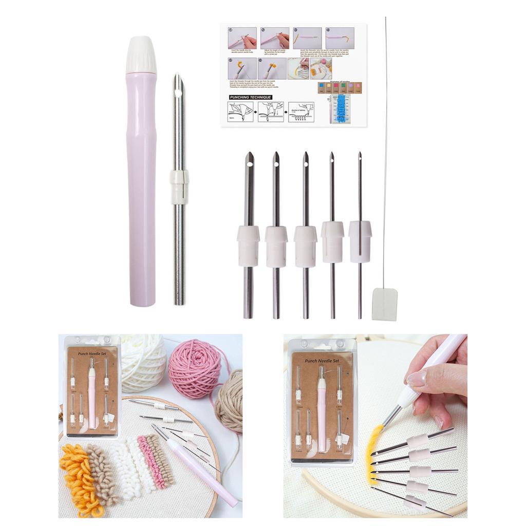 Portable Punch Needle Set Featuring Adjustable Head Ergonomic Designs and Carry Case for Easy Crafting Organization