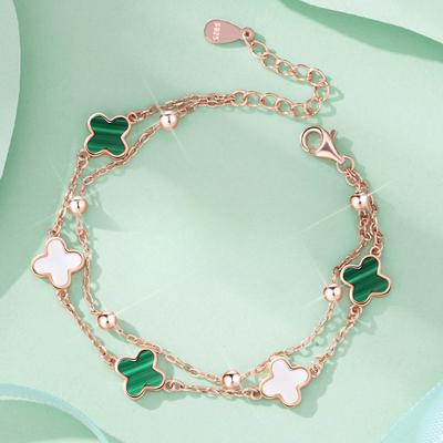 Four-leaf Clover Bracelet Women's Light Luxury Niche Exquisite New Double-layer Bracelet Birthday Gift for Girlfriend
