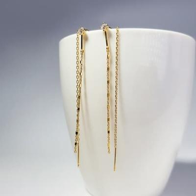 Women's 925 Silver Italian Chain Cubic Zirconia Drop Earrings