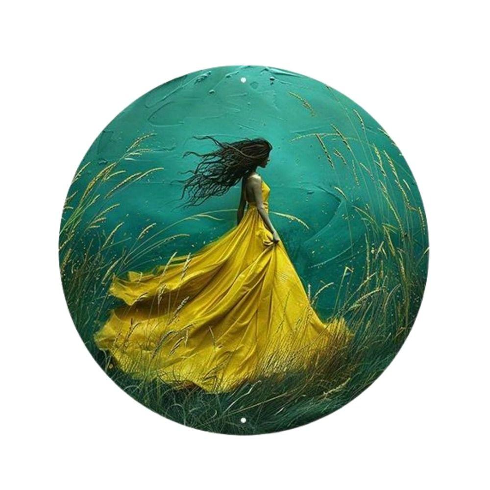 

Round Girl with Bird in Flowers Metal Tin Sign Art Decor 20x20cm