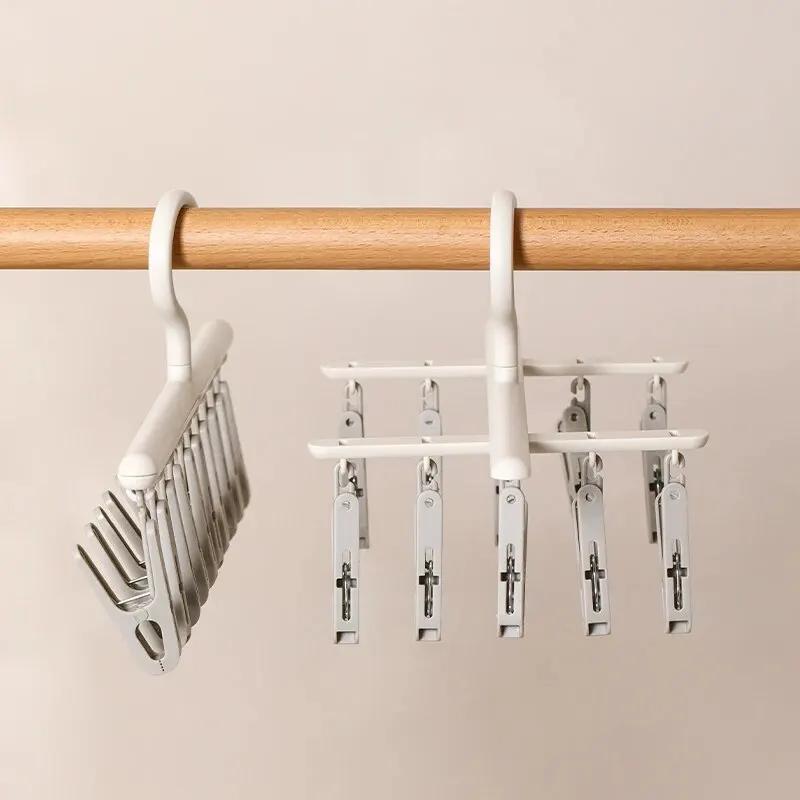 Socks Drying Rack with 10 Clips, Multi-Function Dormitory Student Home Balcony Drying Clips, Underwear Drying Clips Scarf Hanger