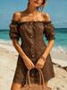 Summer European and American Holiday Style Off-the-shoulder Dress Women's One-word Shoulder Bubble Sleeve Waist Skirt