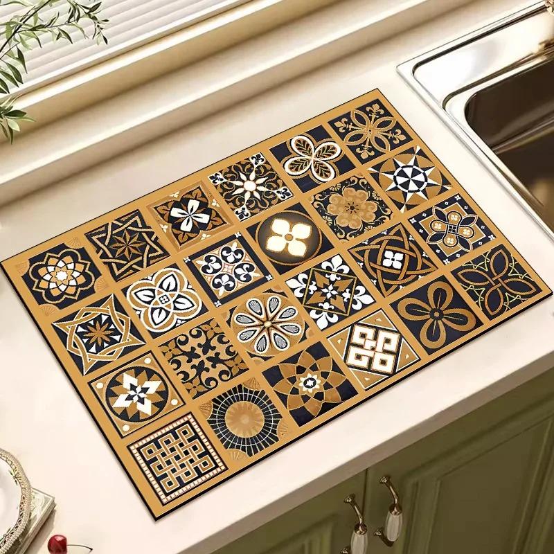 Bulaşık Kurutmak İçin Drenaj Pedi Dekorasyon Matı Mutfak İçin Emici Bulaşık Matı Emici Bulaşık Kurutma Matı Mutfak Halı Malzemeleri