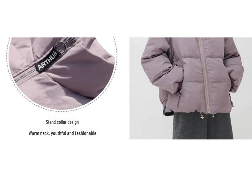 Damen Lila Koreanischer Stil Locker Kurze Daunenjacke - 2025 Herbst/Winter Kollektion