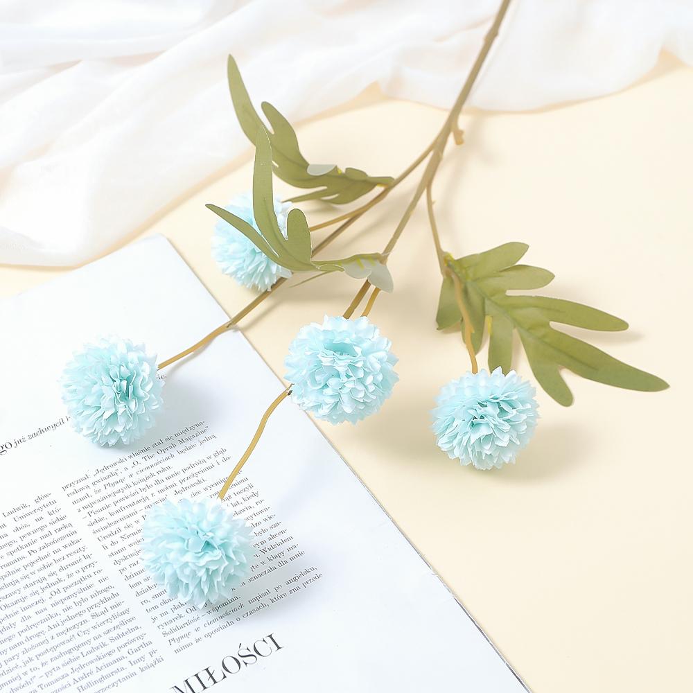 

5 Heads Artificial Chrysanthemum Flowers 51cm Fake Bouquet For Party Vase Table Home Christmas Decor Garden Wedding Decoration небесно-голубой